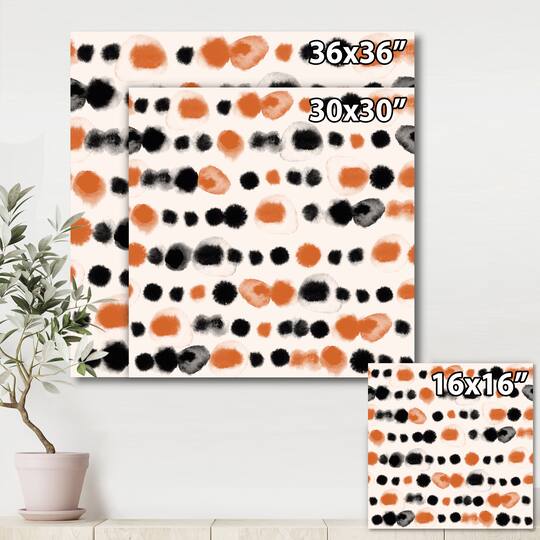 Designart - Black and Orange Polka Dots